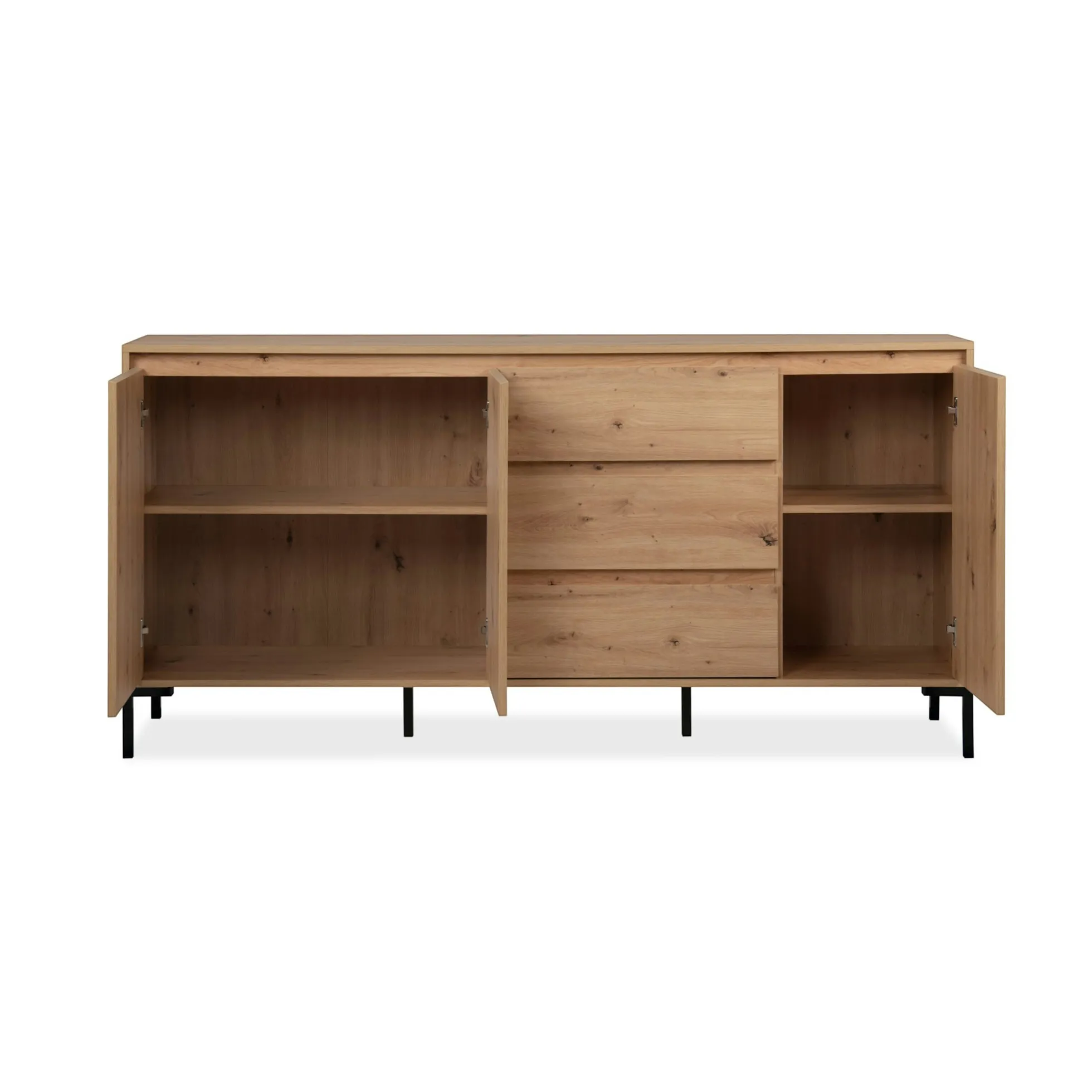 Buffet de salle à manger décor bois 3 portes 3 tiroirs KARVI