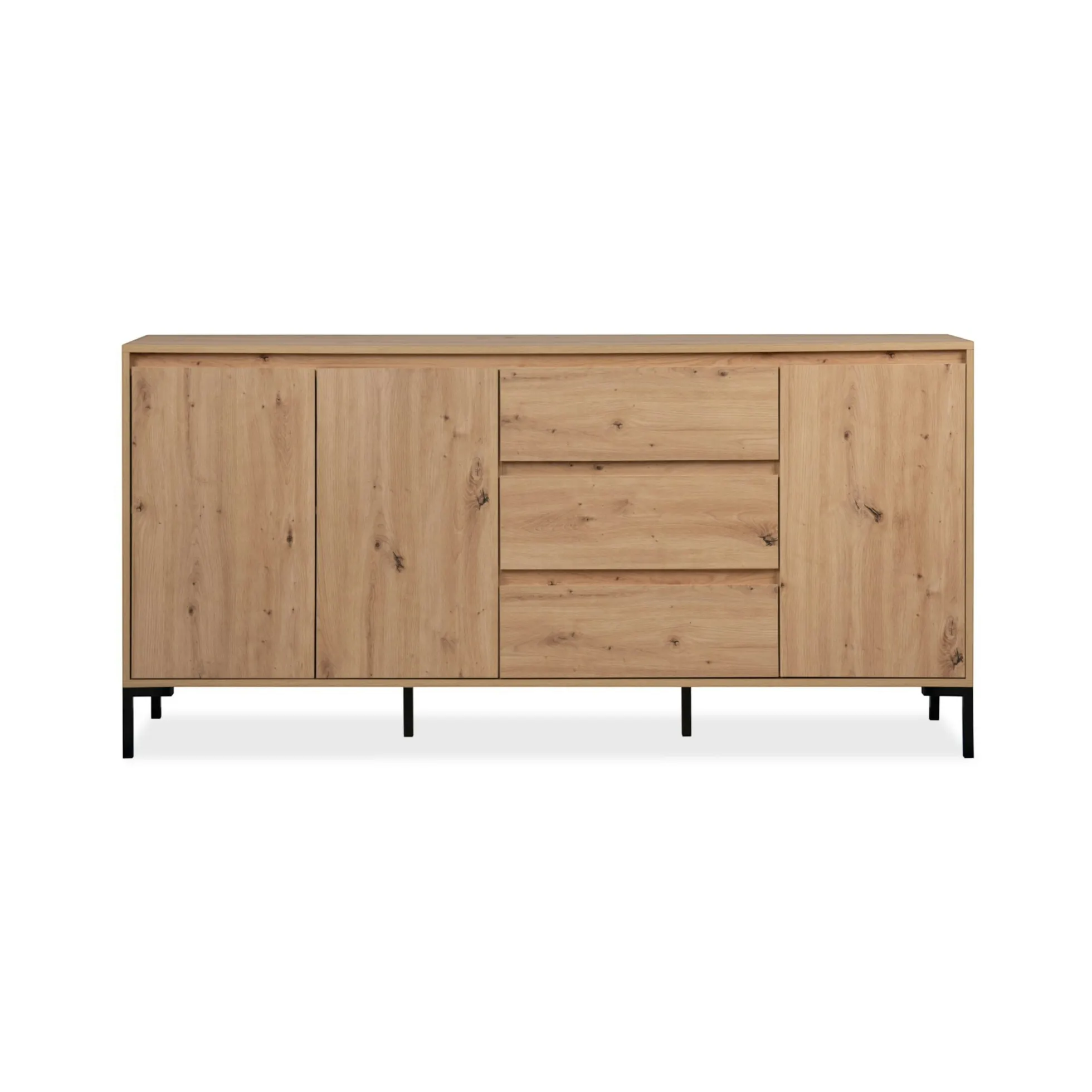 Buffet de salle à manger décor bois 3 portes 3 tiroirs KARVI