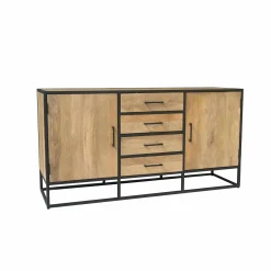 Buffet de salon en bois clair 2 portes 4 tiroirs RIVANO