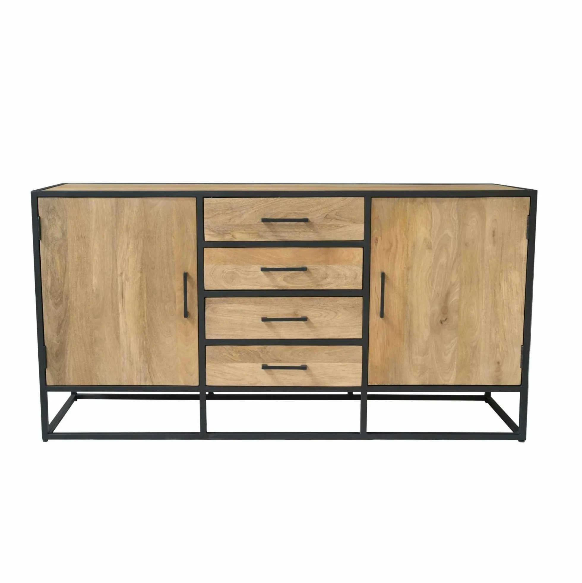 Buffet de salon en bois clair 2 portes 4 tiroirs RIVANO
