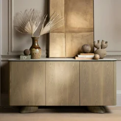 Buffet design céramique et placage chêne 3 portes CALA