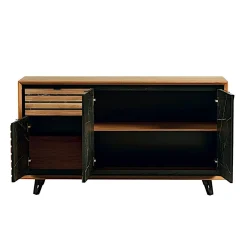 Buffet design en bois de chêne finition miel, 3 portes ESSEN