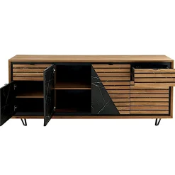 Buffet design en bois de chêne finition miel, 4 portes ESSEN
