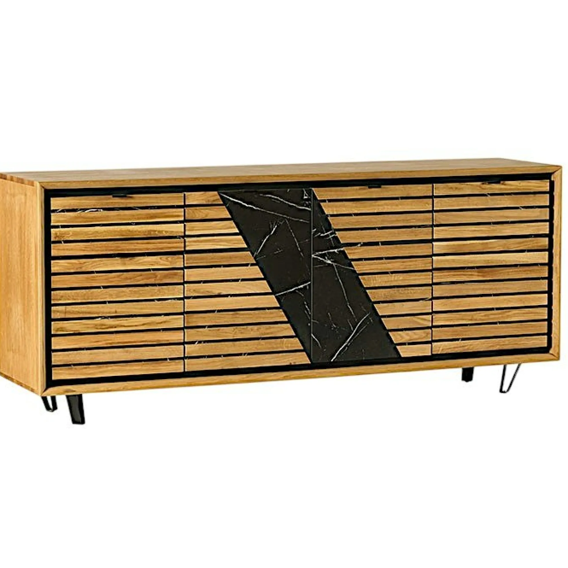 Buffet design en bois de chêne finition miel, 4 portes ESSEN