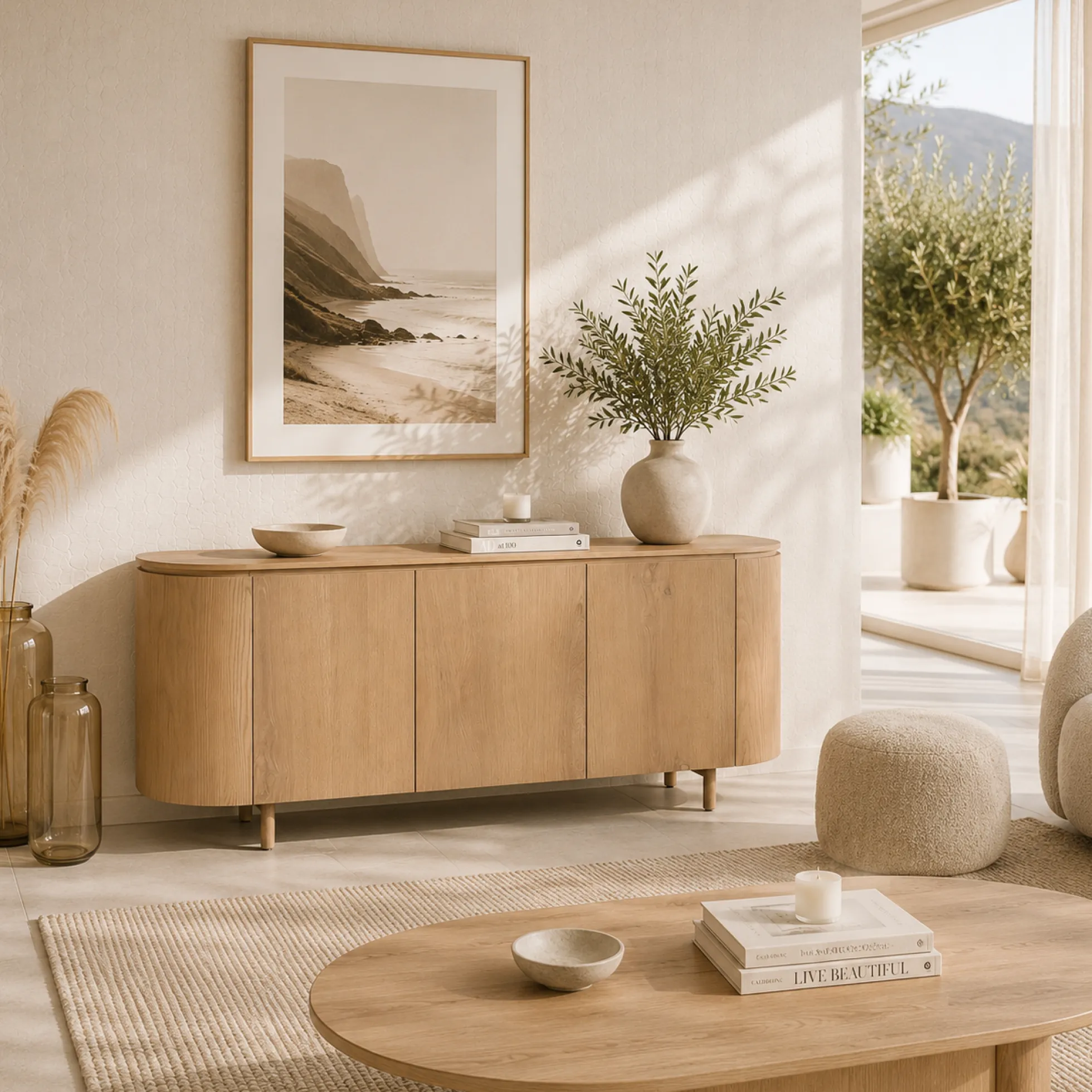 Buffet design en chêne clair 3 portes LOREN