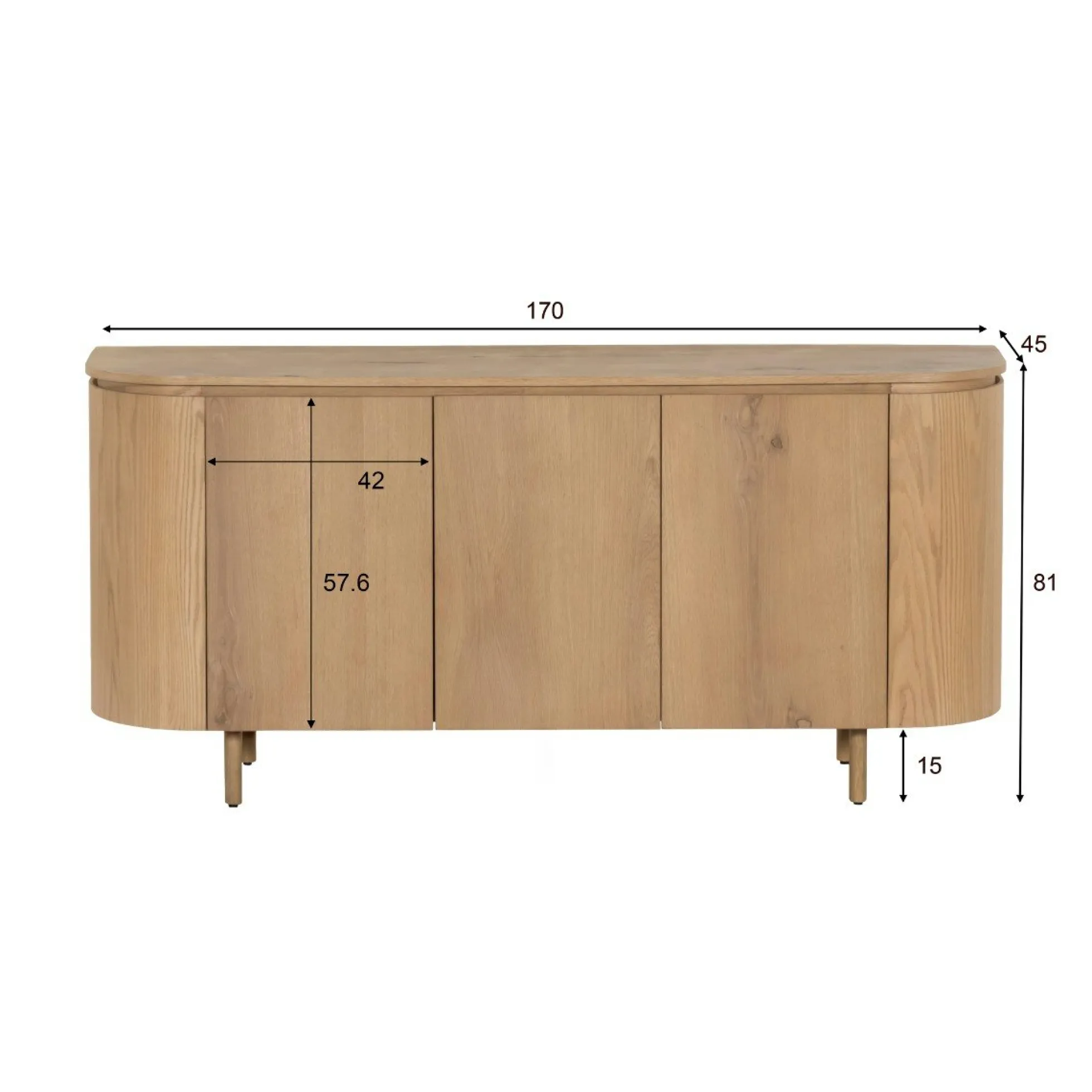 Buffet design en chêne clair 3 portes LOREN