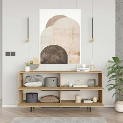 Buffet design moderne effet bois à ouverture frontale VAREN