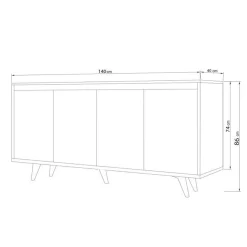 Buffet design moderne 4 portes effet travertin JENA