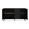 Buffet design noir décor bois 3 portes 4 tiroirs NOREN