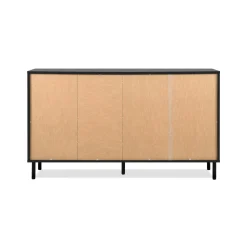 Buffet design noir décor bois 3 portes 4 tiroirs NOREN