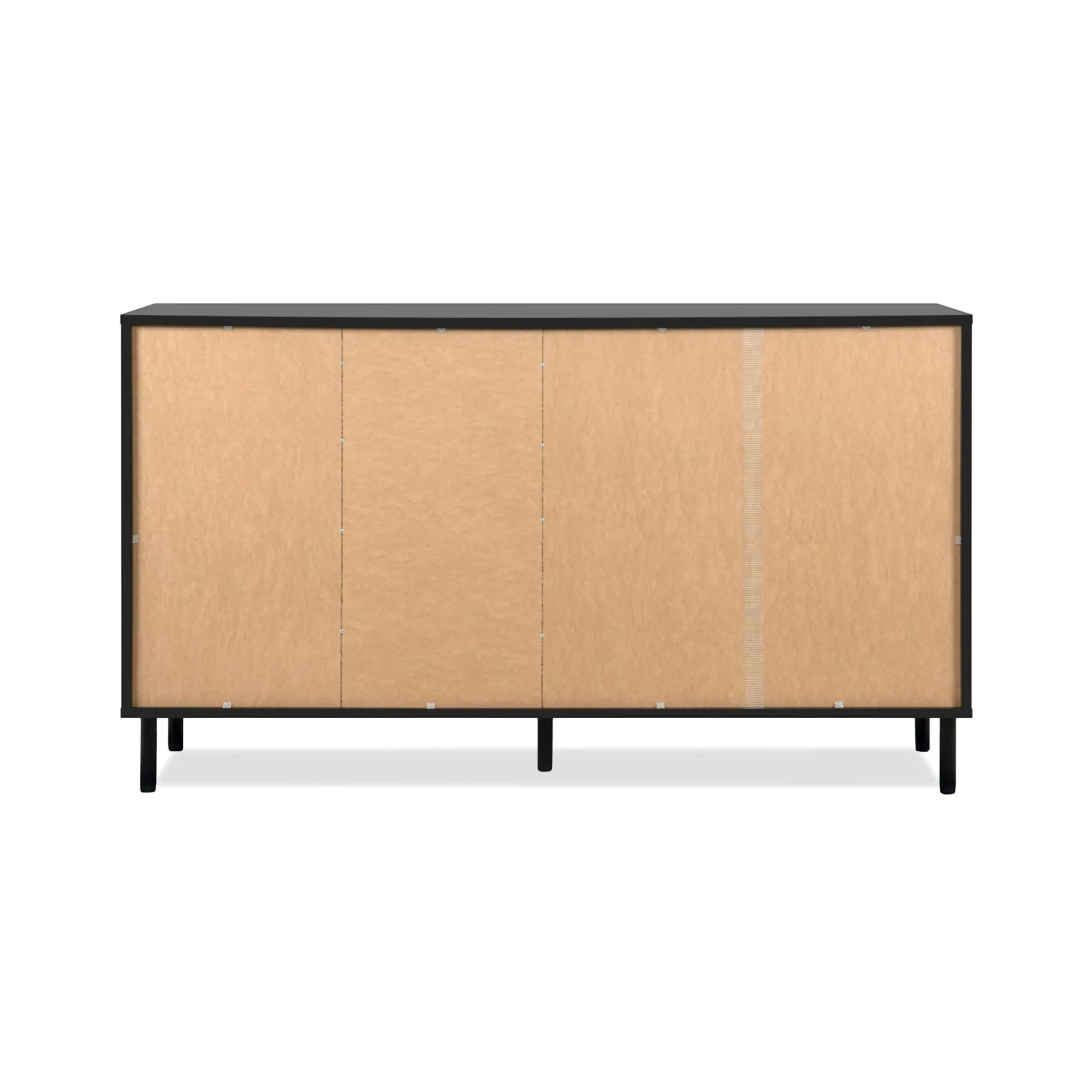 Buffet design noir décor bois 3 portes 4 tiroirs NOREN