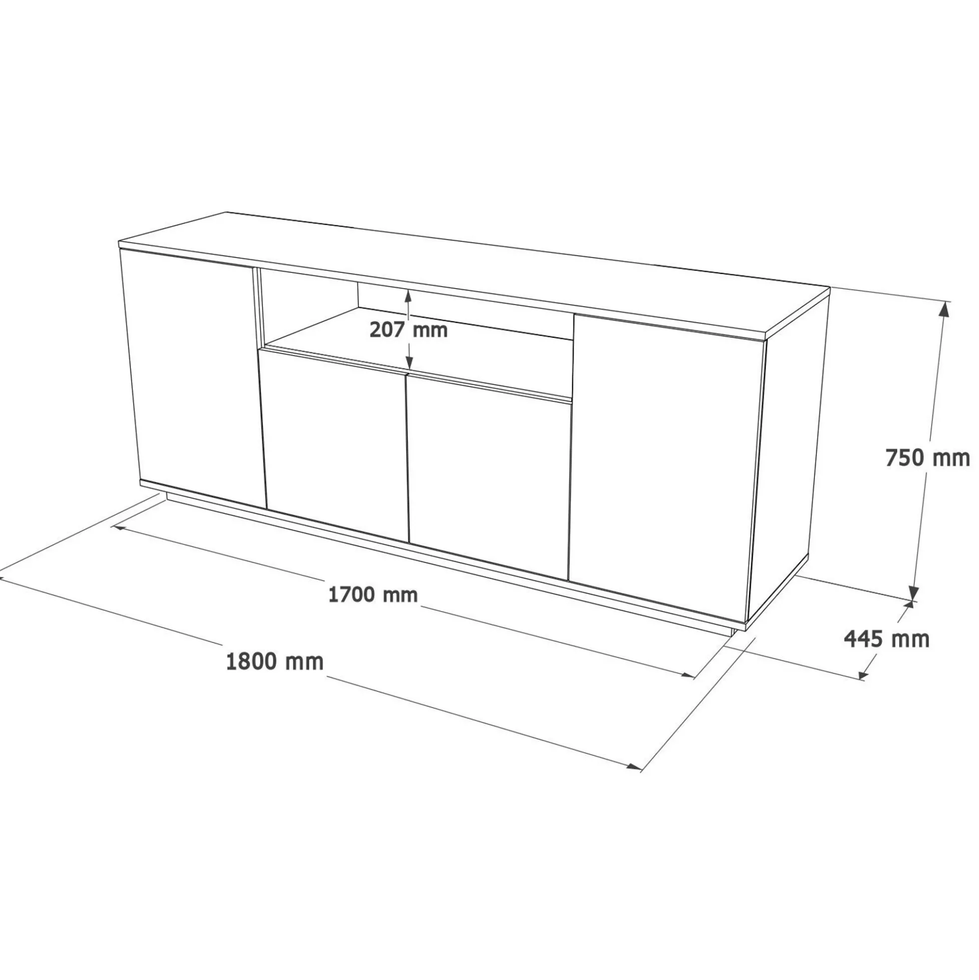 Buffet double plateau 4 portes décor pin et beige MARFA