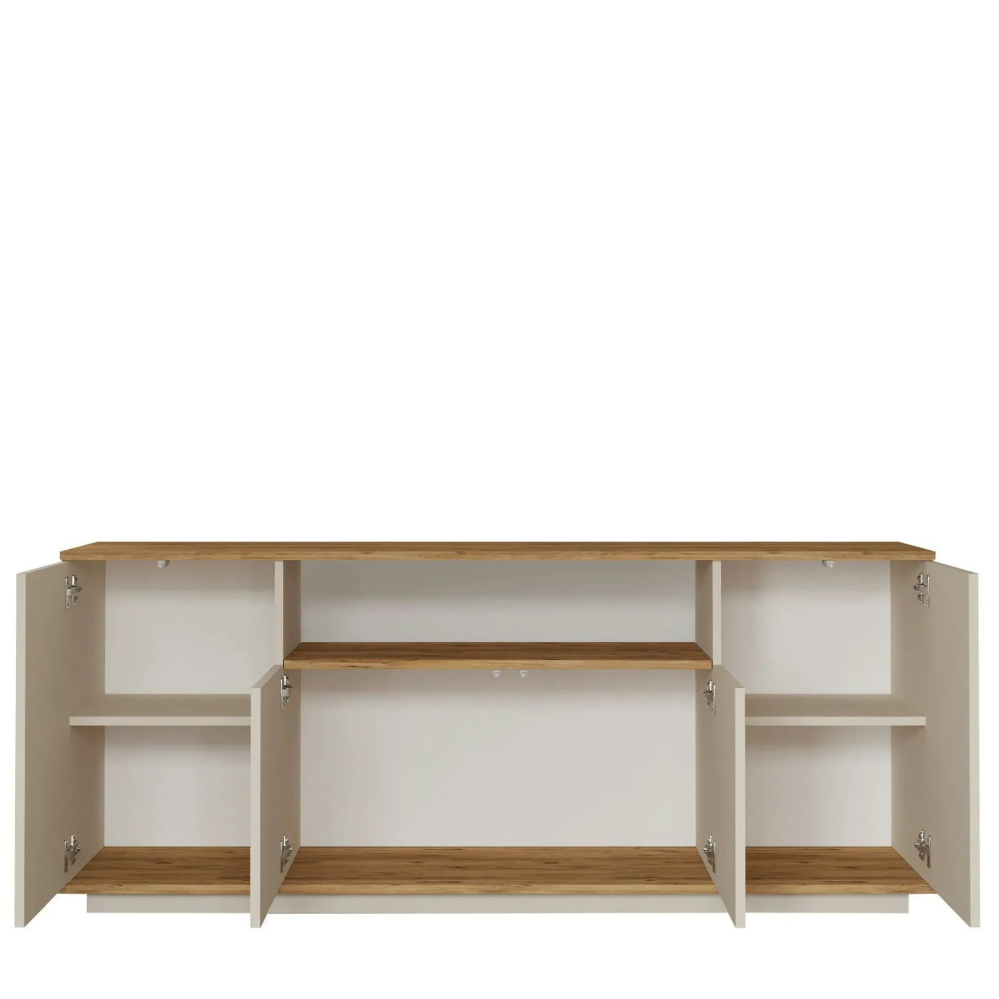 Buffet double plateau 4 portes décor pin et beige MARFA