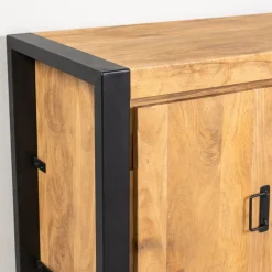 Buffet en bois clair et métal noir 2 portes MILORA