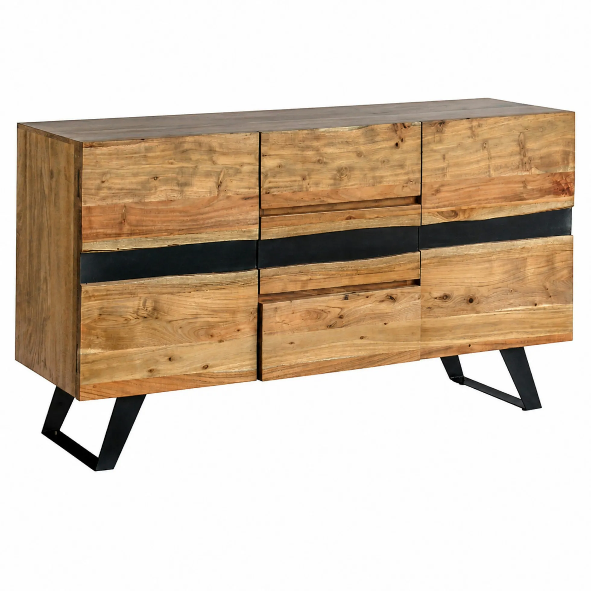 Buffet en bois d'acacia 2 portes 3 tiroirs CANYON