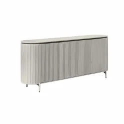 Buffet en bois gris rainuré ovale 4 portes CALERO