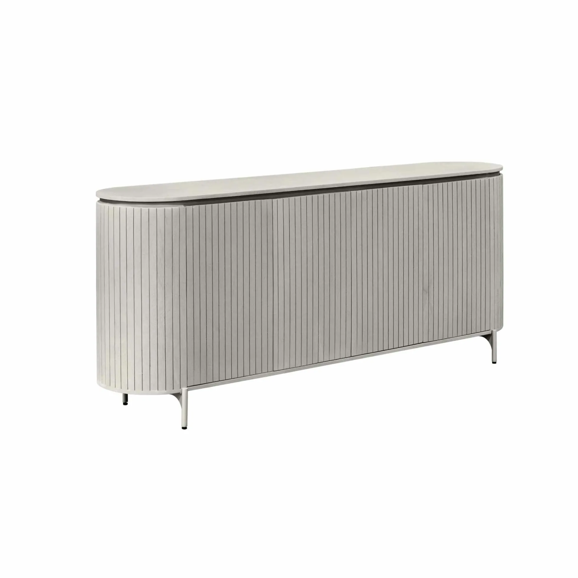 Buffet en bois gris rainuré ovale 4 portes CALERO