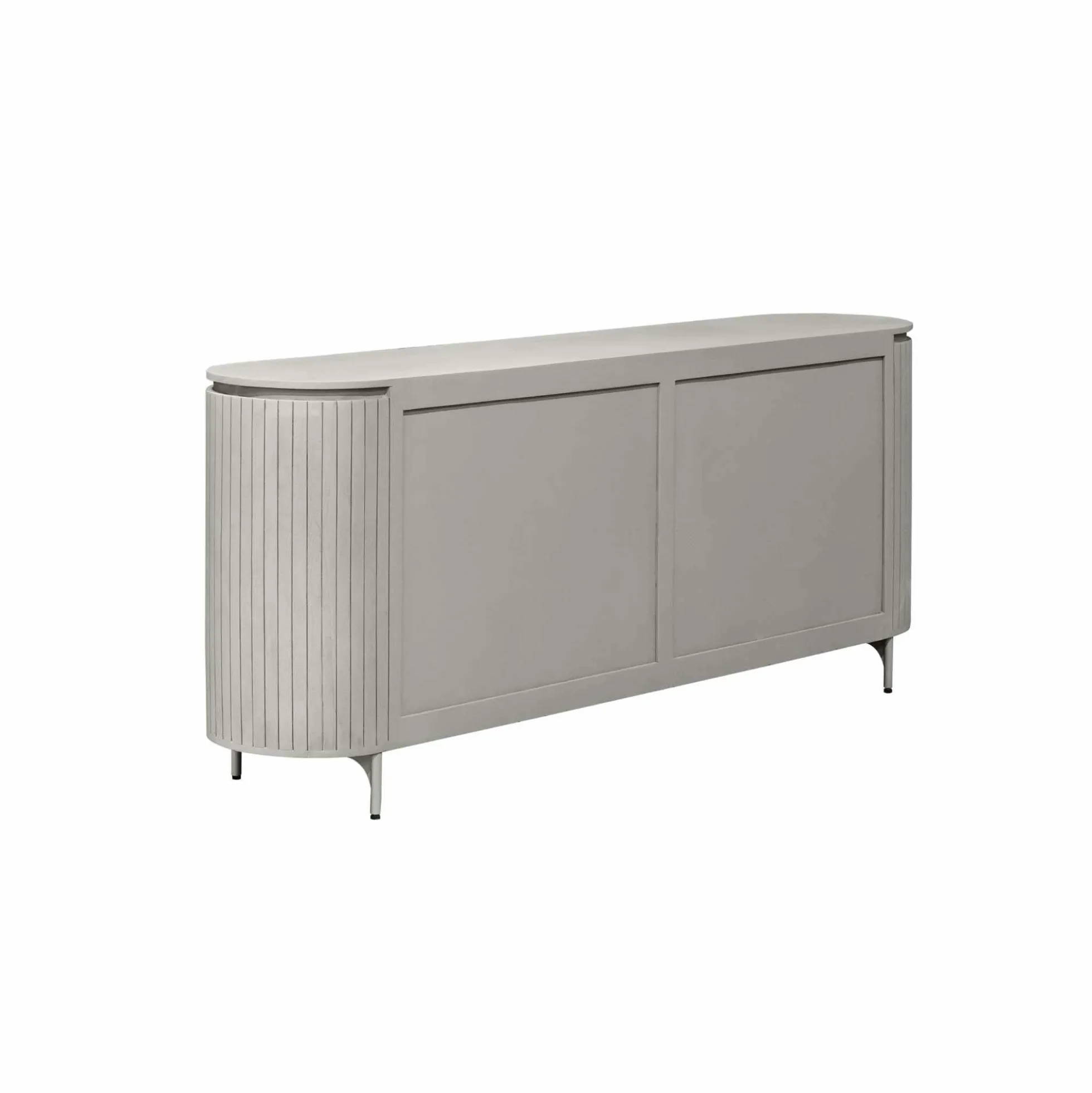 Buffet en bois gris rainuré ovale 4 portes CALERO