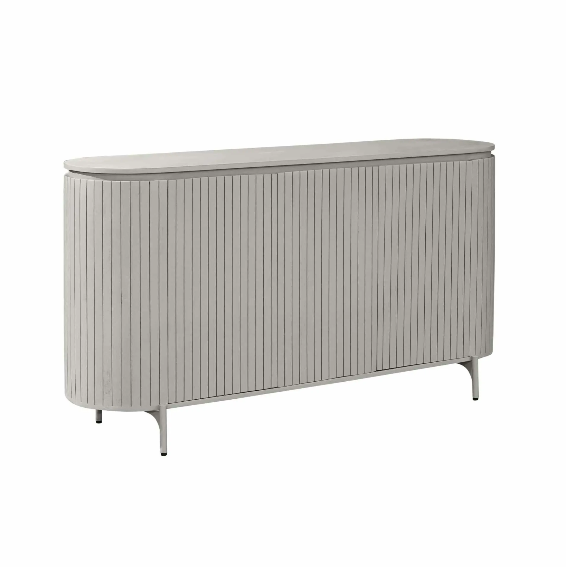 Buffet en bois gris rainuré ovale 3 portes CALERO