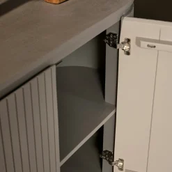 Buffet en bois gris rainuré ovale 3 portes CALERO