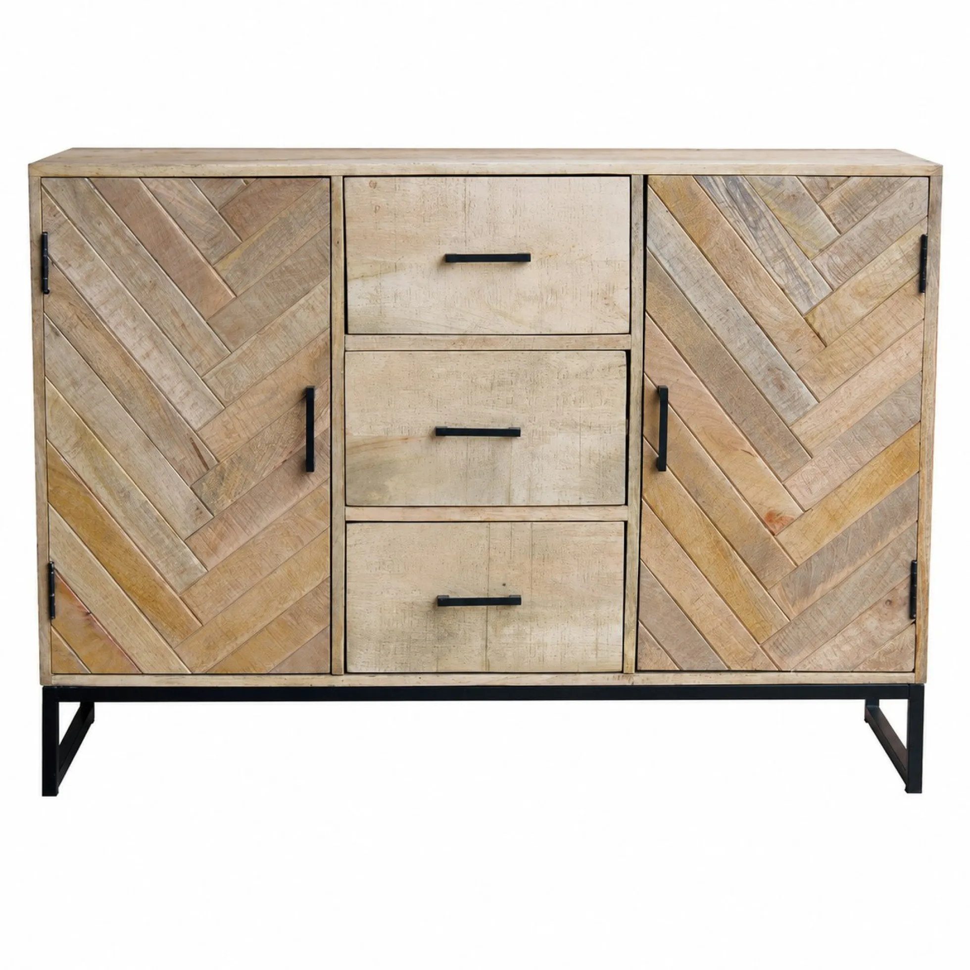 Buffet en bois massif 2 portes 3 tiroirs BRIX