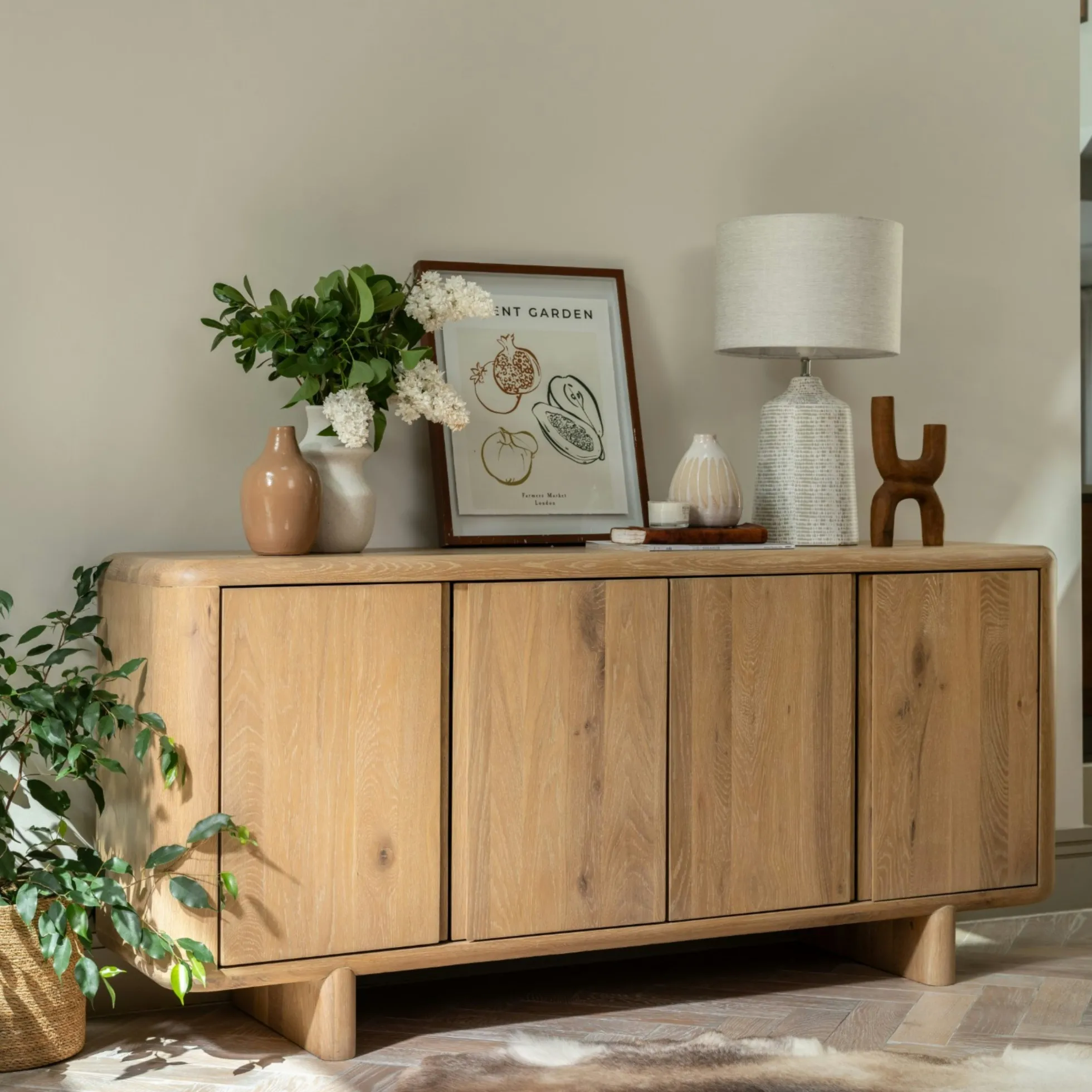Buffet en bois 4 portes bords arrondis ASTER