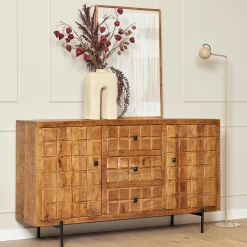 Buffet en bois 2 portes décor damier UDA