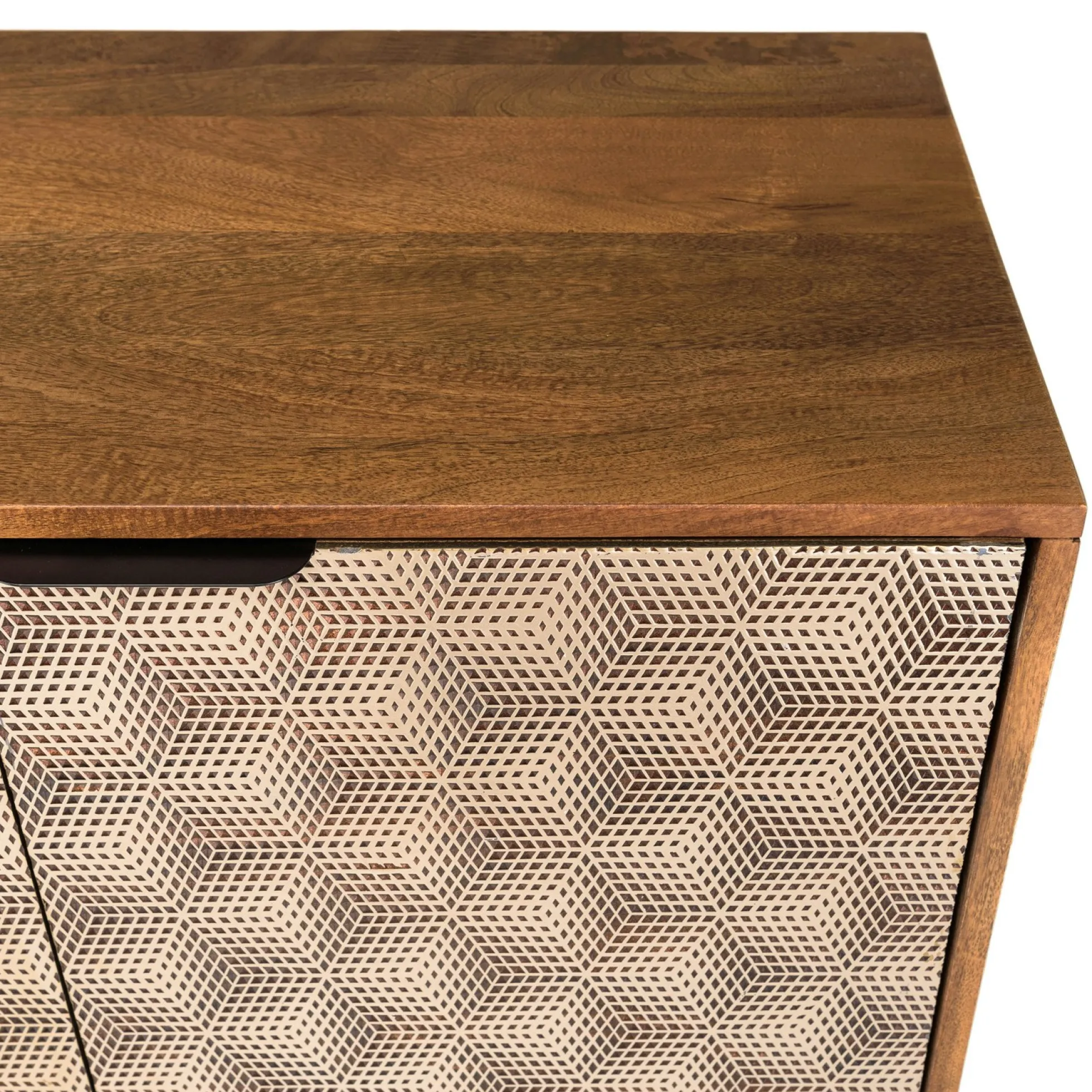 Buffet en bois 4 portes motifs graphiques KANHA