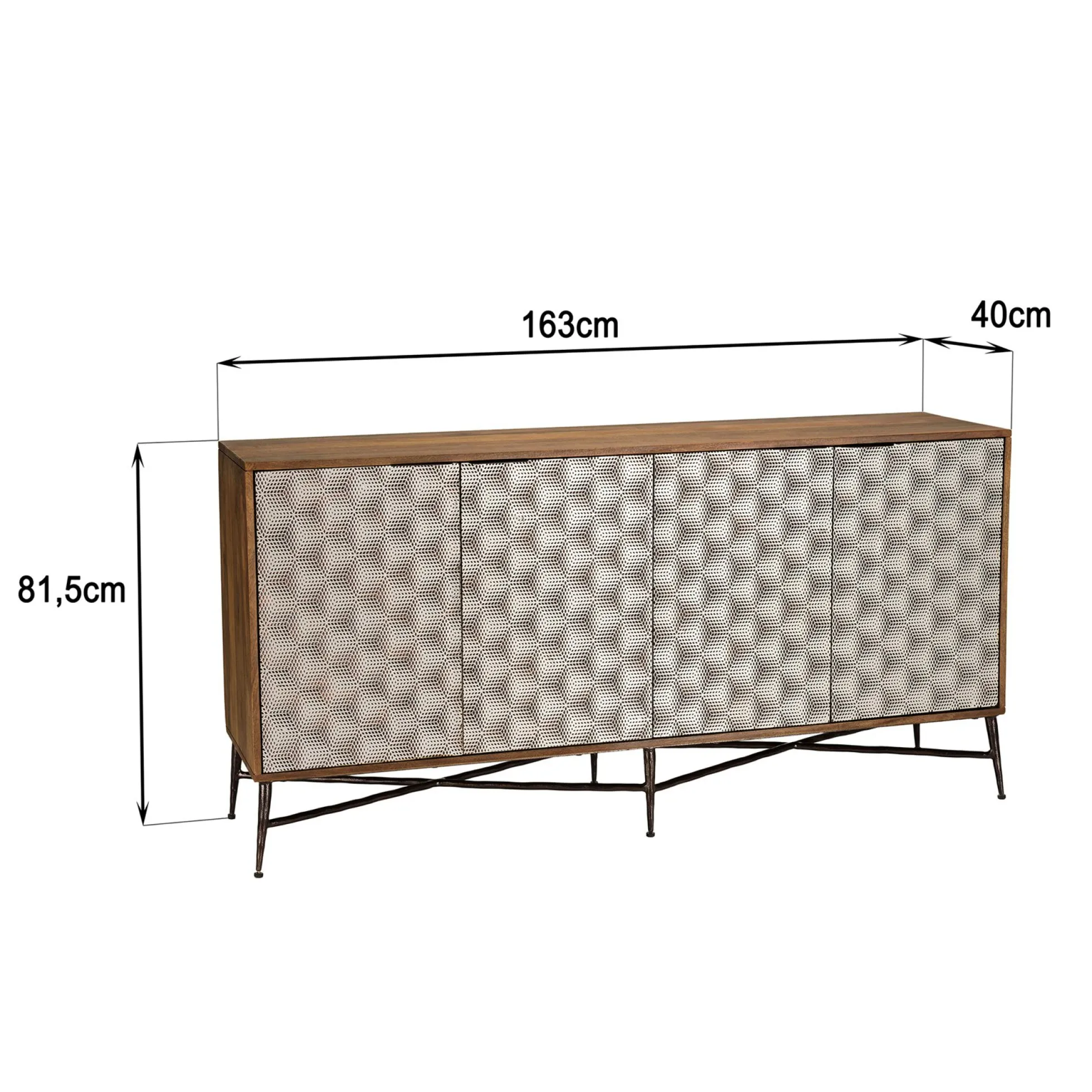 Buffet en bois 4 portes motifs graphiques KANHA
