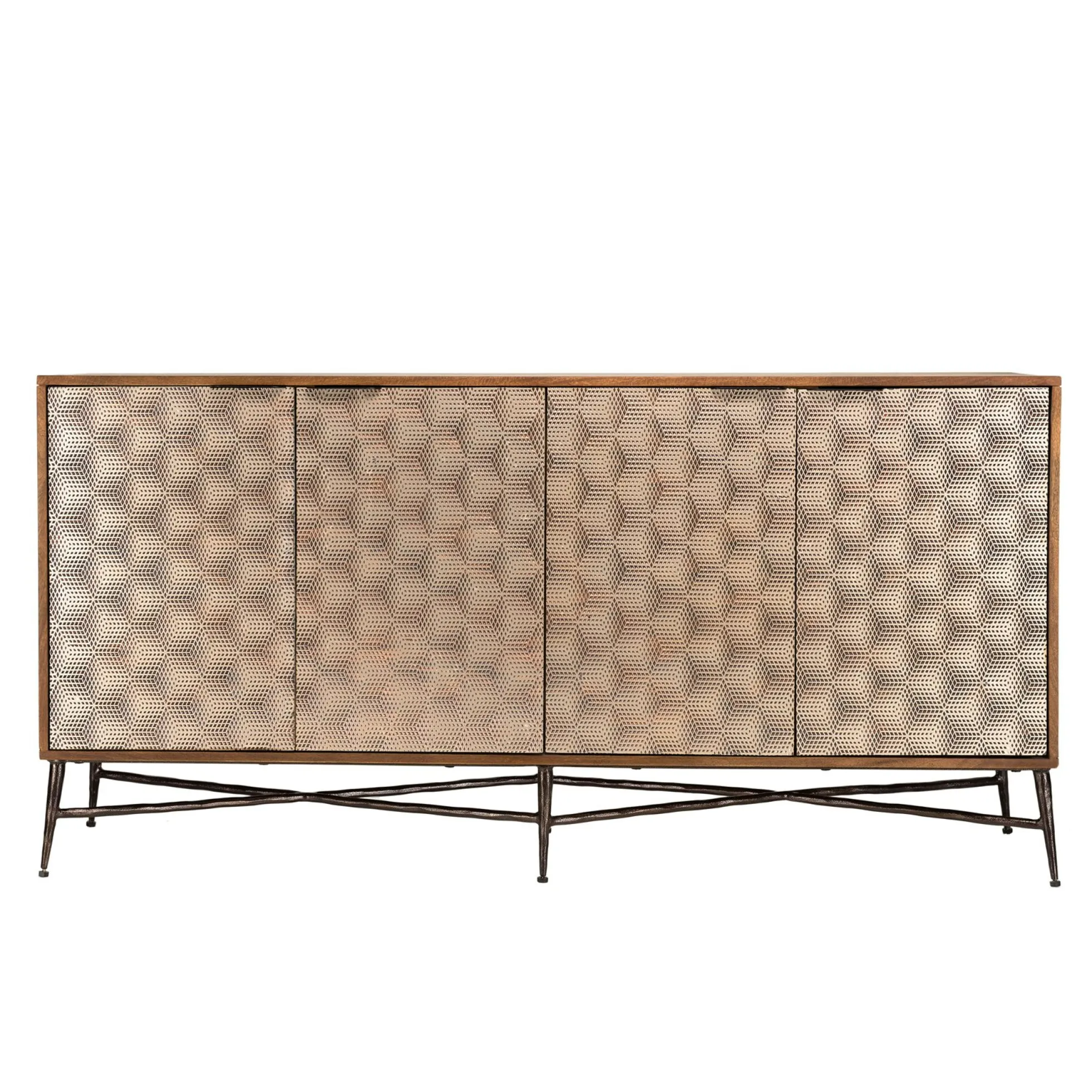 Buffet en bois 4 portes motifs graphiques KANHA