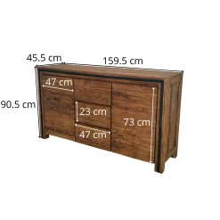 Buffet en bois recyclé de teck 2 portes 3 tiroirs VADOD
