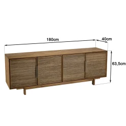 Buffet enfilade en teck 4 portes 180 cm SWING