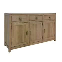 Buffet Enfilade Hévéa 3 portes, 3 tiroirs 146,5x45x90cm GALA