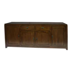 Buffet Enfilade Hévéa 4 portes, 2 tiroirs 200x45x85cm HELENA