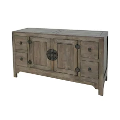 Buffet Enfilade Hévéa 2 portes, 4 tiroirs 137x45x76cm MAORI