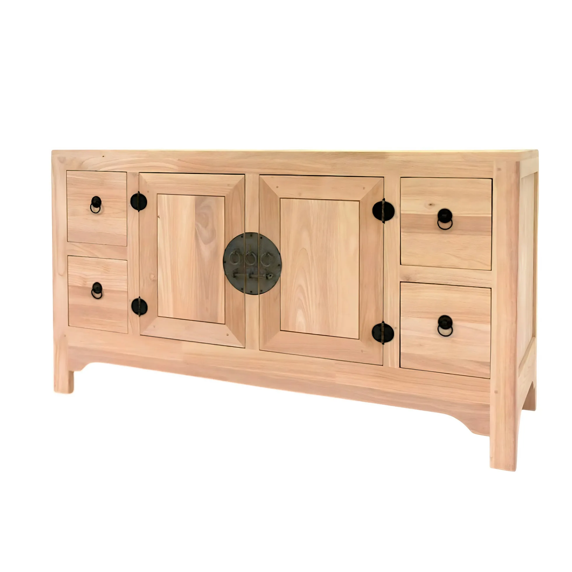 Buffet Enfilade Hévéa 2 portes, 4 tiroirs 137x45x76cm MAORI