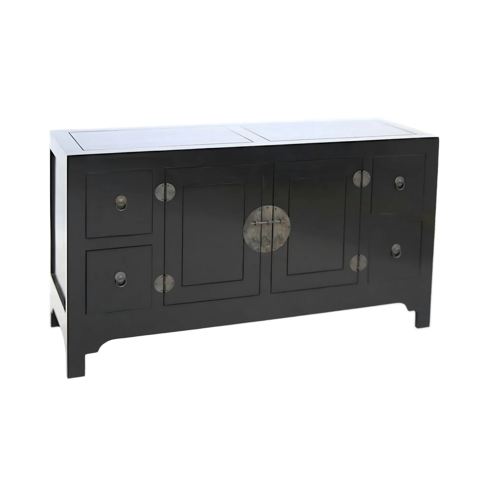 Buffet Enfilade Hévéa 2 portes, 4 tiroirs 137x45x76cm MAORI