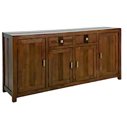Buffet Enfilade Hévéa 4 portes, 2 tiroirs, 180x45x85cm GALA