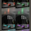 buffet gris foncé et doré 2 portes 3 niches LED AURA