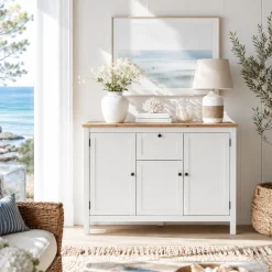 Buffet haut blanc 3 portes 1 tiroir VENZA