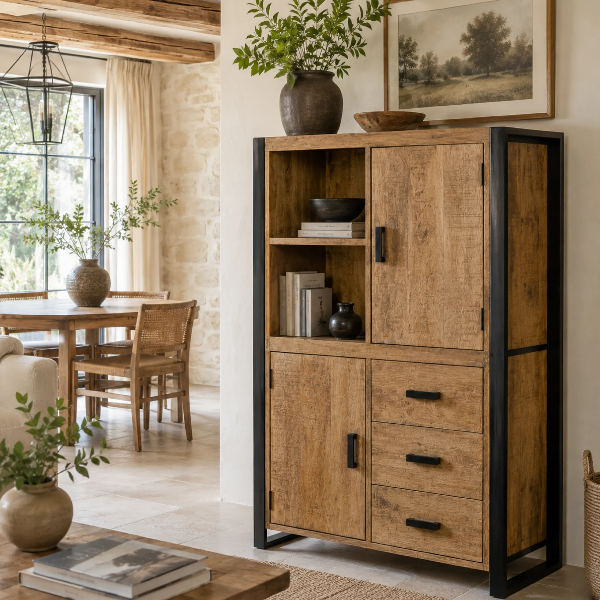 Buffet haut bois métal 2 portes KARGO