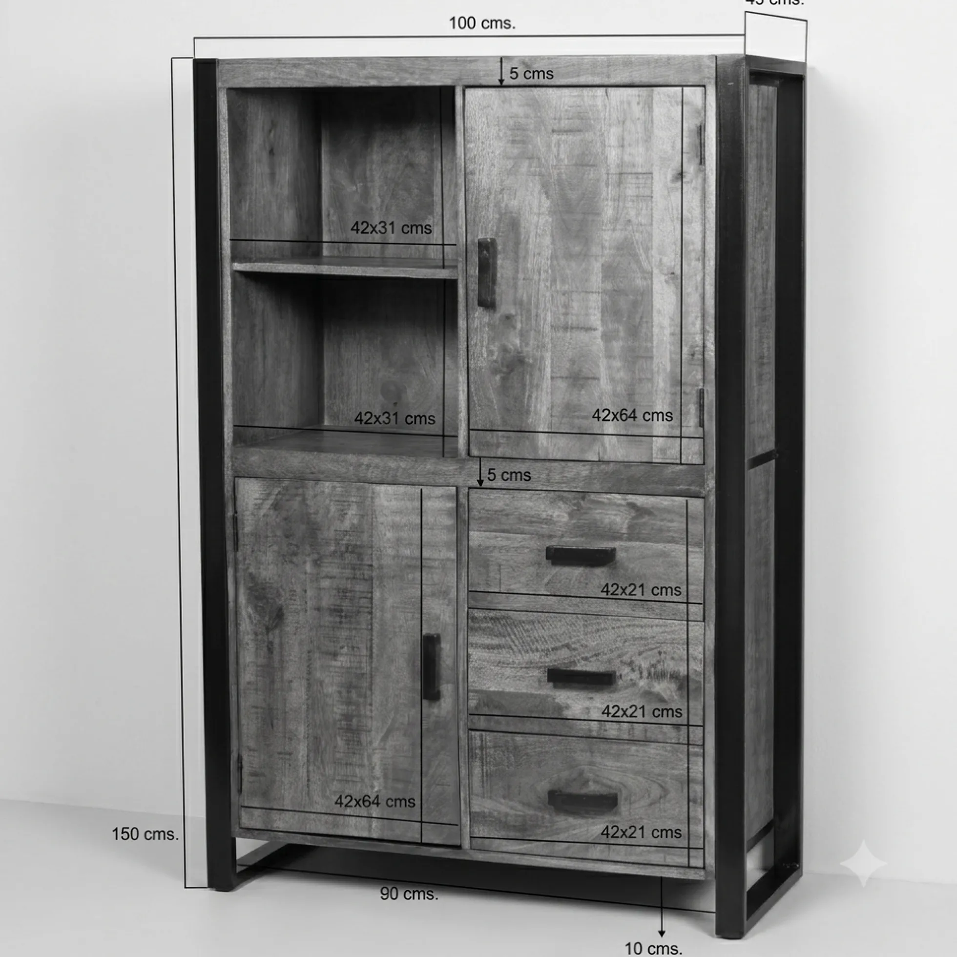 Buffet haut bois métal 2 portes KARGO