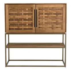 Buffet haut 105,5 cm 2 portes en teck recyclé sur pied SWING