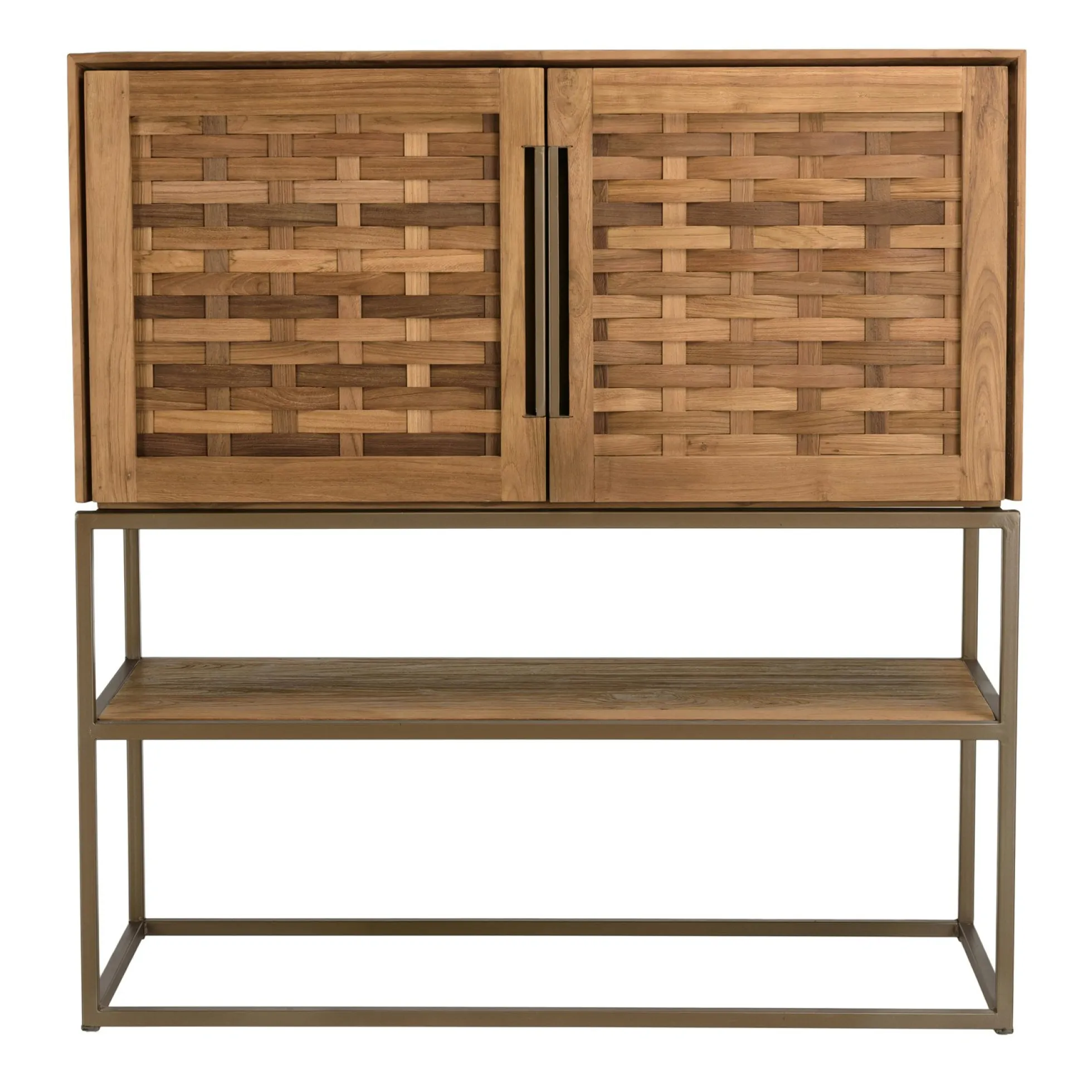 Buffet haut 105,5 cm 2 portes en teck recyclé sur pied SWING