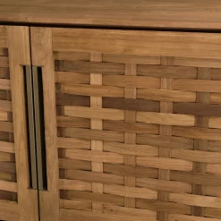 Buffet haut 105,5 cm 2 portes en teck recyclé sur pied SWING