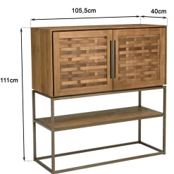 Buffet haut 105,5 cm 2 portes en teck recyclé sur pied SWING