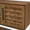 Buffet haut 155 cm 3 portes en teck recyclé sur pied SWING