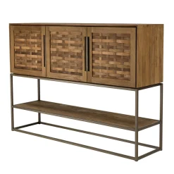 Buffet haut 155 cm 3 portes en teck recyclé sur pied SWING