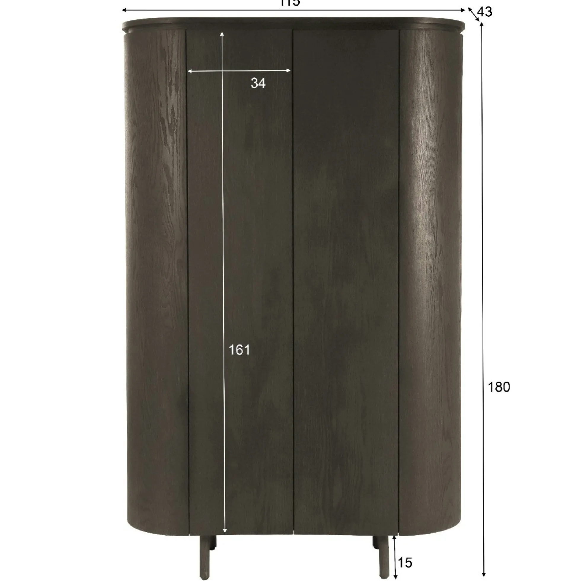 Buffet haut design en chêne brun 2 portes LOREN