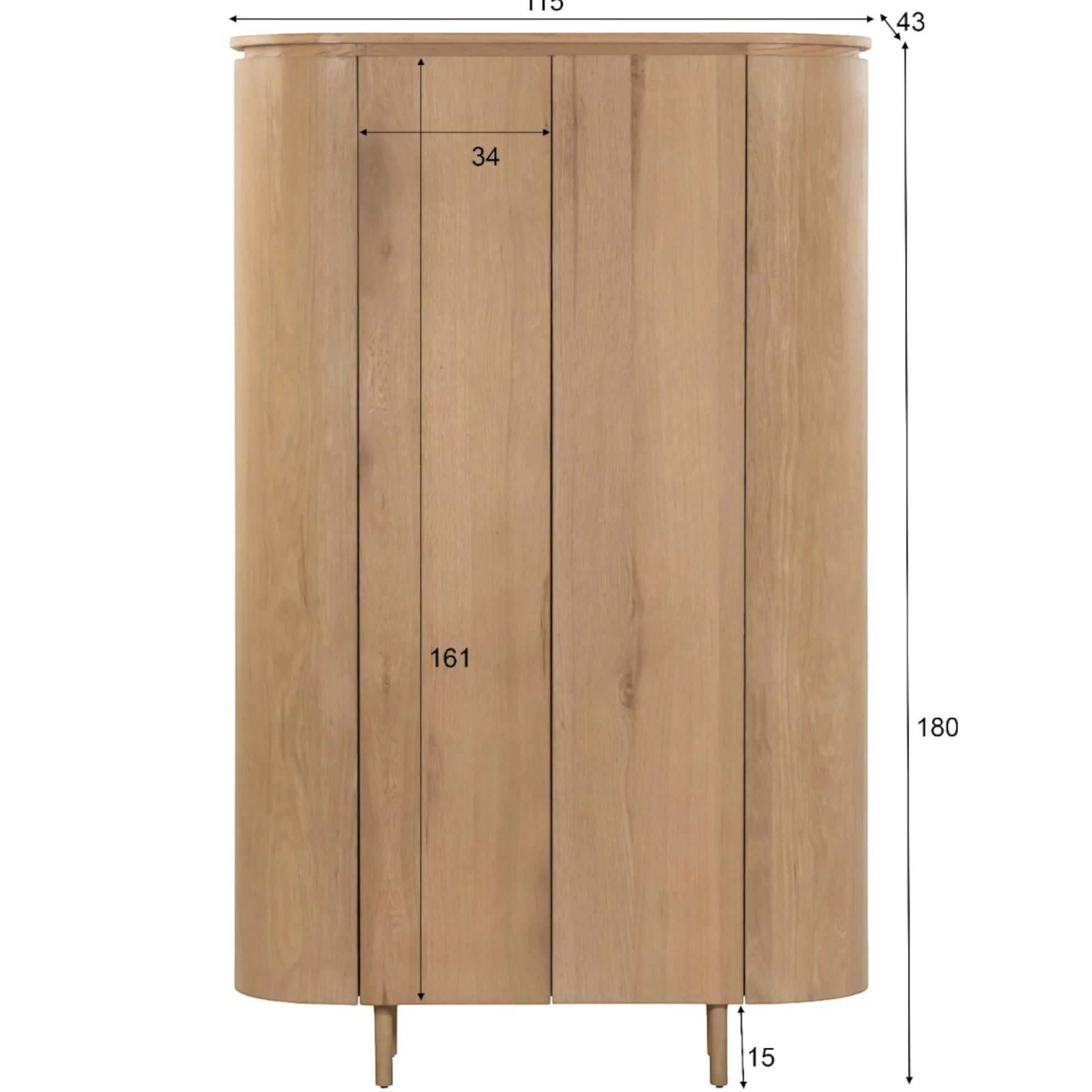 Buffet haut design en chêne clair 2 portes LOREN